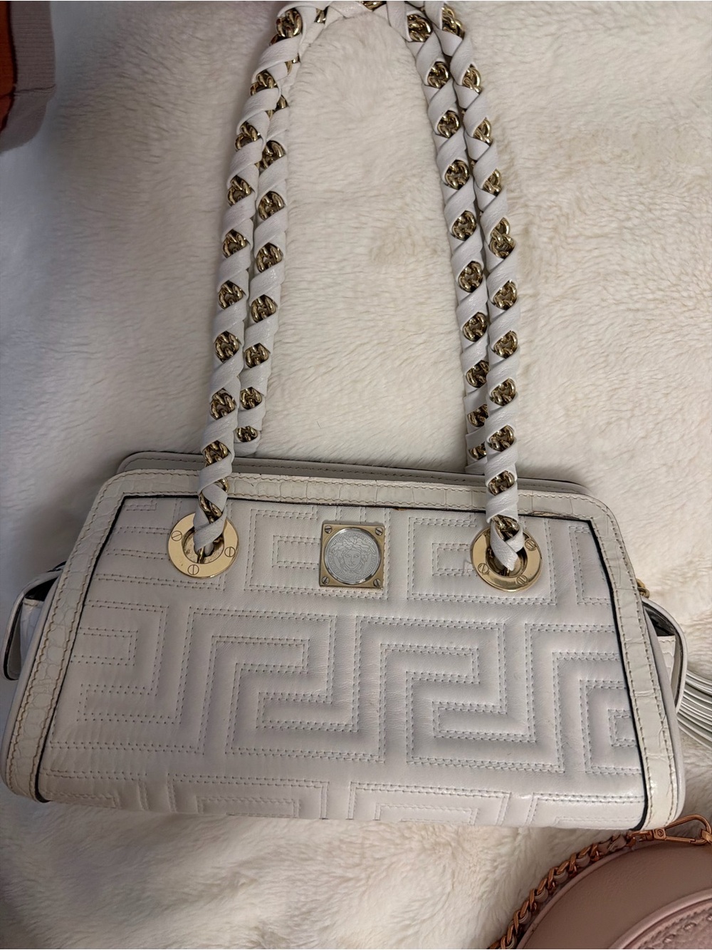 Versace Medusa 2000s greca quilt croc embossed bag